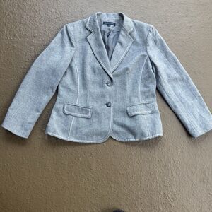 Anne Klein Women's Size 14 Gray Blazer Cotton Wool Rayon Jacket